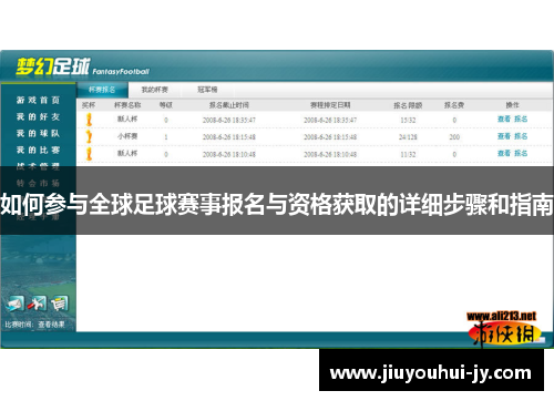 如何参与全球足球赛事报名与资格获取的详细步骤和指南 如何参与全球足球赛事报名与资格获取的详细步骤和指南