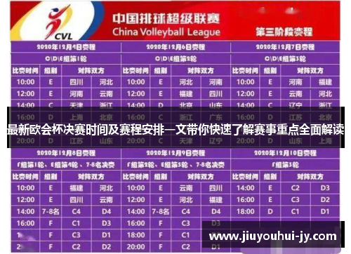 最新欧会杯决赛时间及赛程安排一文带你快速了解赛事重点全面解读